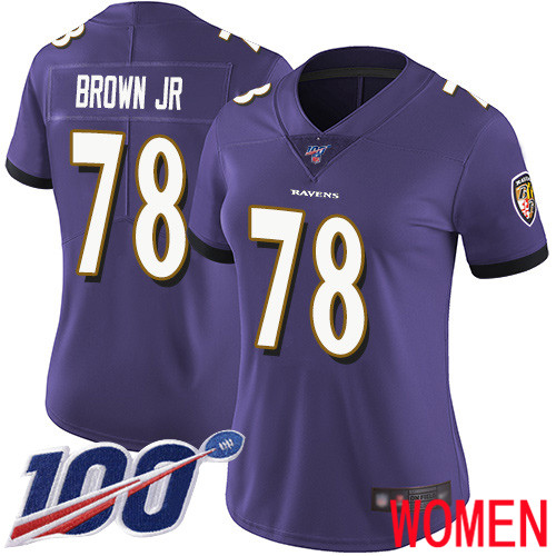 Baltimore Ravens Limited Purple Women Orlando Brown Jr. Home Jersey NFL Football #78 100th Season Vapor Untouchable->women nfl jersey->Women Jersey